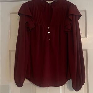 Entro Deep Red/Burgandy Long Sleeve Blouse